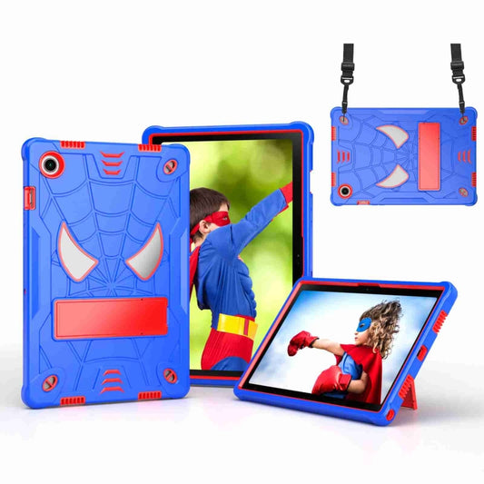 For Samsung Galaxy Tab A8 10.5 2021 Spider Texture Silicone Hybrid PC Tablet Case with Shoulder Strap(Blue + Red) - Other Galaxy Tab PC by buy2fix | Online Shopping UK | buy2fix