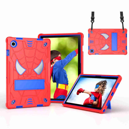 For Samsung Galaxy Tab A8 10.5 2021 Spider Texture Silicone Hybrid PC Tablet Case with Shoulder Strap(Red + Blue) - Other Galaxy Tab PC by buy2fix | Online Shopping UK | buy2fix