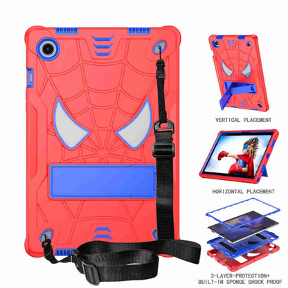 For Samsung Galaxy Tab A8 10.5 2021 Spider Texture Silicone Hybrid PC Tablet Case with Shoulder Strap(Red + Blue) - Other Galaxy Tab PC by buy2fix | Online Shopping UK | buy2fix