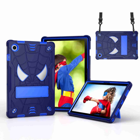 For Samsung Galaxy Tab A8 10.5 2021 Spider Texture Silicone Hybrid PC Tablet Case with Shoulder Strap(Navy Blue + Blue) - Other Galaxy Tab PC by buy2fix | Online Shopping UK | buy2fix