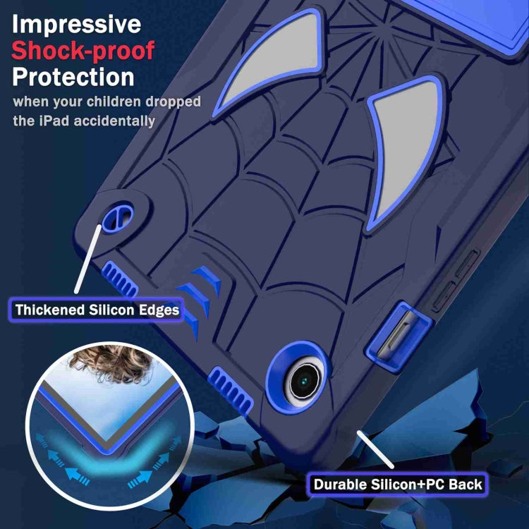 For Samsung Galaxy Tab A8 10.5 2021 Spider Texture Silicone Hybrid PC Tablet Case with Shoulder Strap(Navy Blue + Blue) - Other Galaxy Tab PC by buy2fix | Online Shopping UK | buy2fix