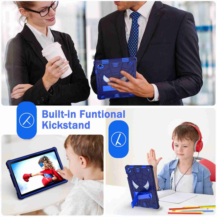 For Samsung Galaxy Tab A8 10.5 2021 Spider Texture Silicone Hybrid PC Tablet Case with Shoulder Strap(Navy Blue + Blue) - Other Galaxy Tab PC by buy2fix | Online Shopping UK | buy2fix