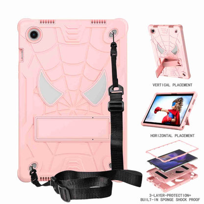 For Samsung Galaxy Tab A8 10.5 2021 Spider Texture Silicone Hybrid PC Tablet Case with Shoulder Strap(Rose Gold) - Other Galaxy Tab PC by buy2fix | Online Shopping UK | buy2fix