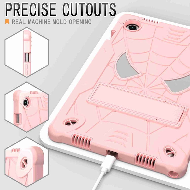For Samsung Galaxy Tab A8 10.5 2021 Spider Texture Silicone Hybrid PC Tablet Case with Shoulder Strap(Rose Gold) - Other Galaxy Tab PC by buy2fix | Online Shopping UK | buy2fix