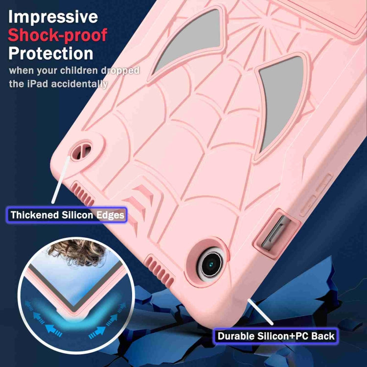 For Samsung Galaxy Tab A8 10.5 2021 Spider Texture Silicone Hybrid PC Tablet Case with Shoulder Strap(Rose Gold) - Other Galaxy Tab PC by buy2fix | Online Shopping UK | buy2fix