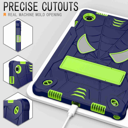 For Samsung Galaxy Tab A8 10.5 2021 Spider Texture Silicone Hybrid PC Tablet Case with Shoulder Strap(Navy Blue + Yellow Green) - Other Galaxy Tab PC by buy2fix | Online Shopping UK | buy2fix