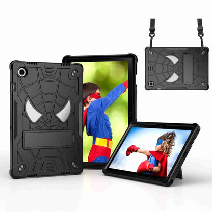 For Samsung Galaxy Tab A8 10.5 2021 Spider Texture Silicone Hybrid PC Tablet Case with Shoulder Strap(Black) - Other Galaxy Tab PC by buy2fix | Online Shopping UK | buy2fix