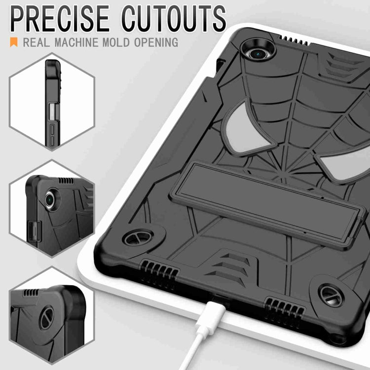 For Samsung Galaxy Tab A8 10.5 2021 Spider Texture Silicone Hybrid PC Tablet Case with Shoulder Strap(Black) - Other Galaxy Tab PC by buy2fix | Online Shopping UK | buy2fix