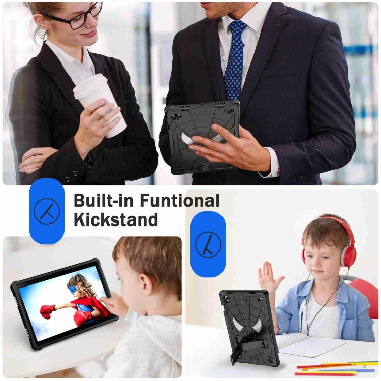 For Samsung Galaxy Tab A8 10.5 2021 Spider Texture Silicone Hybrid PC Tablet Case with Shoulder Strap(Black) - Other Galaxy Tab PC by buy2fix | Online Shopping UK | buy2fix