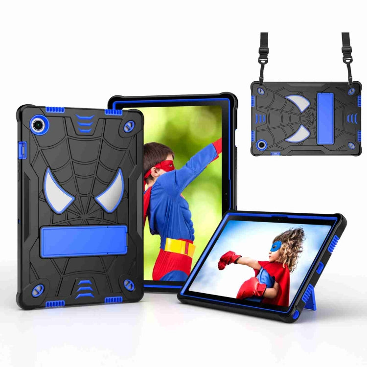 For Samsung Galaxy Tab A8 10.5 2021 Spider Texture Silicone Hybrid PC Tablet Case with Shoulder Strap(Black + Blue) - Other Galaxy Tab PC by buy2fix | Online Shopping UK | buy2fix