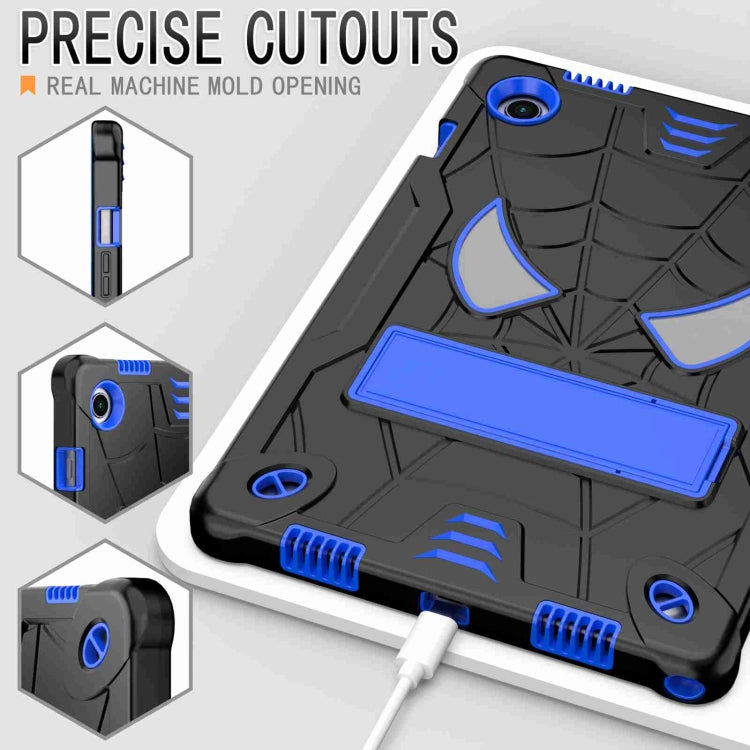 For Samsung Galaxy Tab A8 10.5 2021 Spider Texture Silicone Hybrid PC Tablet Case with Shoulder Strap(Black + Blue) - Other Galaxy Tab PC by buy2fix | Online Shopping UK | buy2fix