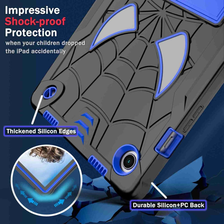 For Samsung Galaxy Tab A8 10.5 2021 Spider Texture Silicone Hybrid PC Tablet Case with Shoulder Strap(Black + Blue) - Other Galaxy Tab PC by buy2fix | Online Shopping UK | buy2fix