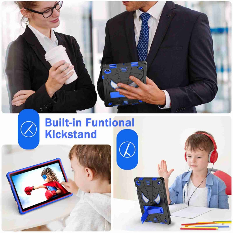 For Samsung Galaxy Tab A8 10.5 2021 Spider Texture Silicone Hybrid PC Tablet Case with Shoulder Strap(Black + Blue) - Other Galaxy Tab PC by buy2fix | Online Shopping UK | buy2fix