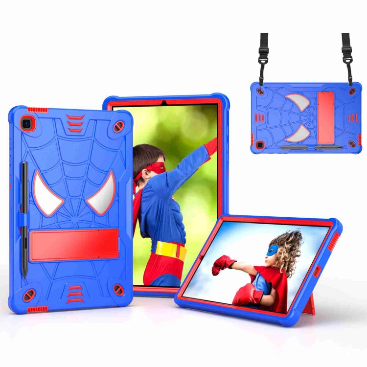 For Samsung Galaxy Tab S6 Lite P610 Spider Texture Silicone Hybrid PC Tablet Case with Shoulder Strap(Blue + Red) - Tab S6 Lite P610 / P615 by buy2fix | Online Shopping UK | buy2fix