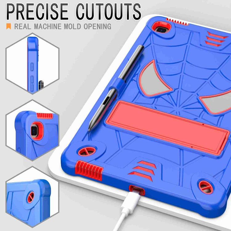 For Samsung Galaxy Tab S6 Lite P610 Spider Texture Silicone Hybrid PC Tablet Case with Shoulder Strap(Blue + Red) - Tab S6 Lite P610 / P615 by buy2fix | Online Shopping UK | buy2fix