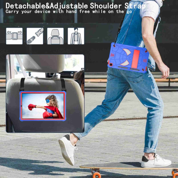 For Samsung Galaxy Tab S6 Lite P610 Spider Texture Silicone Hybrid PC Tablet Case with Shoulder Strap(Blue + Red) - Tab S6 Lite P610 / P615 by buy2fix | Online Shopping UK | buy2fix