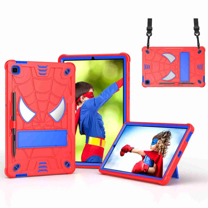 For Samsung Galaxy Tab S6 Lite P610 Spider Texture Silicone Hybrid PC Tablet Case with Shoulder Strap(Red + Blue) - Tab S6 Lite P610 / P615 by buy2fix | Online Shopping UK | buy2fix