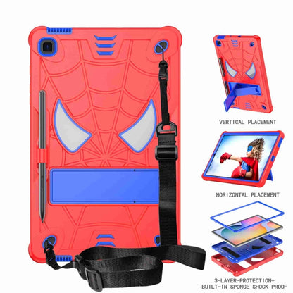For Samsung Galaxy Tab S6 Lite P610 Spider Texture Silicone Hybrid PC Tablet Case with Shoulder Strap(Red + Blue) - Tab S6 Lite P610 / P615 by buy2fix | Online Shopping UK | buy2fix