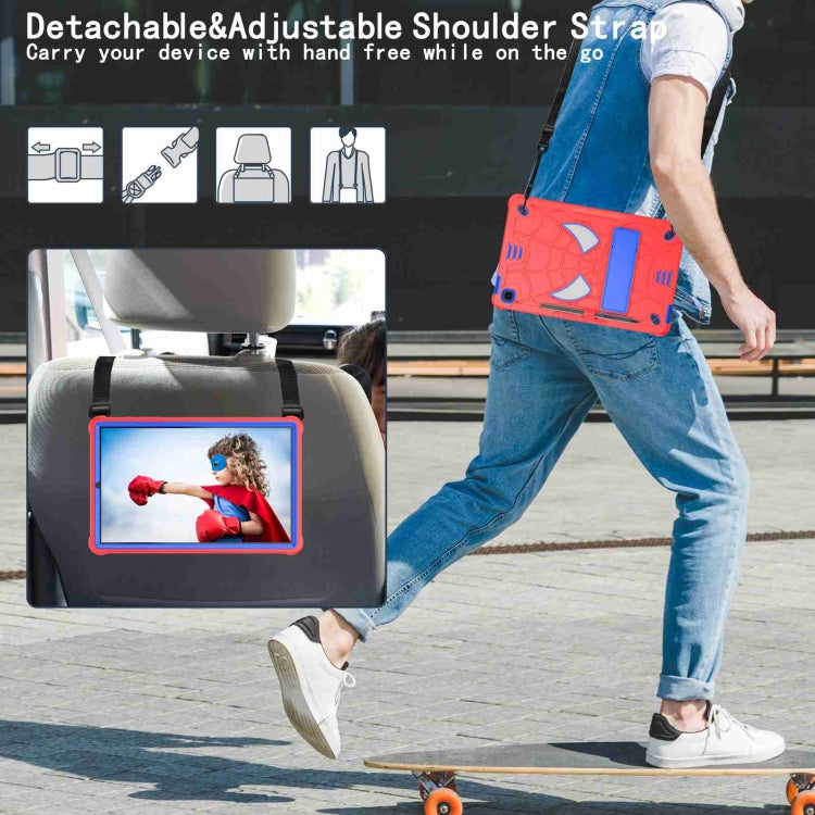 For Samsung Galaxy Tab S6 Lite P610 Spider Texture Silicone Hybrid PC Tablet Case with Shoulder Strap(Red + Blue) - Tab S6 Lite P610 / P615 by buy2fix | Online Shopping UK | buy2fix