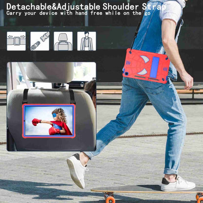 For Samsung Galaxy Tab S6 Lite P610 Spider Texture Silicone Hybrid PC Tablet Case with Shoulder Strap(Red + Blue) - Tab S6 Lite P610 / P615 by buy2fix | Online Shopping UK | buy2fix