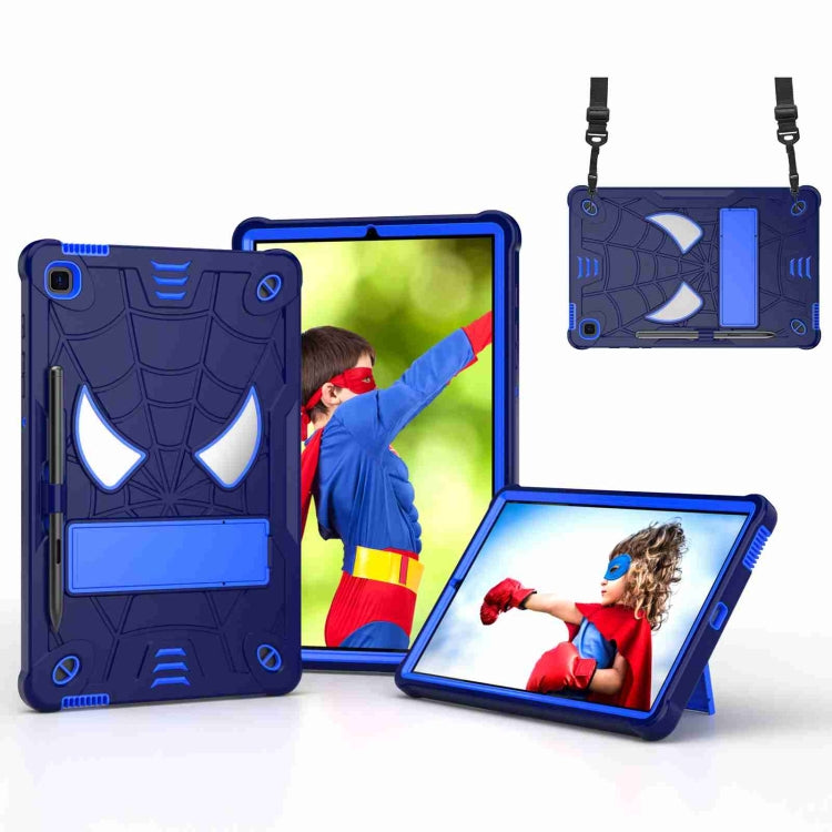 For Samsung Galaxy Tab S6 Lite P610 Spider Texture Silicone Hybrid PC Tablet Case with Shoulder Strap(Navy Blue + Blue) - Tab S6 Lite P610 / P615 by buy2fix | Online Shopping UK | buy2fix