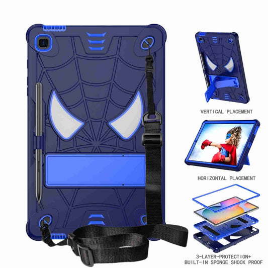 For Samsung Galaxy Tab S6 Lite P610 Spider Texture Silicone Hybrid PC Tablet Case with Shoulder Strap(Navy Blue + Blue) - Tab S6 Lite P610 / P615 by buy2fix | Online Shopping UK | buy2fix