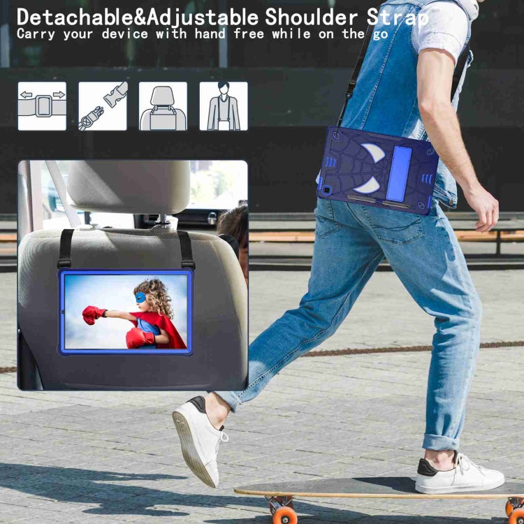 For Samsung Galaxy Tab S6 Lite P610 Spider Texture Silicone Hybrid PC Tablet Case with Shoulder Strap(Navy Blue + Blue) - Tab S6 Lite P610 / P615 by buy2fix | Online Shopping UK | buy2fix