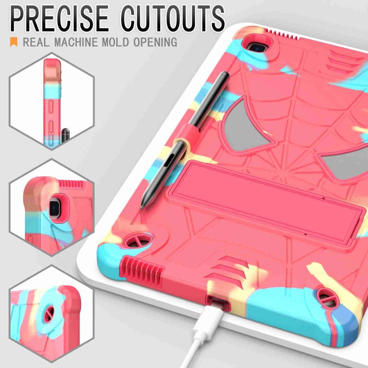 For Samsung Galaxy Tab S6 Lite P610 Spider Texture Silicone Hybrid PC Tablet Case with Shoulder Strap(Camouflage + Rose Red) - Tab S6 Lite P610 / P615 by buy2fix | Online Shopping UK | buy2fix