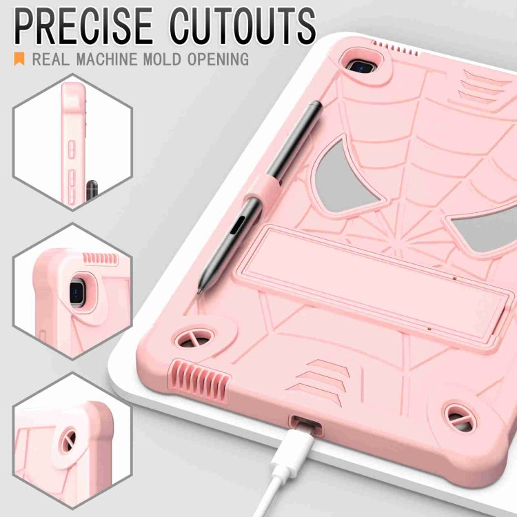 For Samsung Galaxy Tab S6 Lite P610 Spider Texture Silicone Hybrid PC Tablet Case with Shoulder Strap(Rose Gold) - Tab S6 Lite P610 / P615 by buy2fix | Online Shopping UK | buy2fix