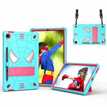 For Samsung Galaxy Tab S6 Lite P610 Spider Texture Silicone Hybrid PC Tablet Case with Shoulder Strap(Mint Green + Rose Red) - Tab S6 Lite P610 / P615 by buy2fix | Online Shopping UK | buy2fix