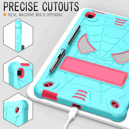 For Samsung Galaxy Tab S6 Lite P610 Spider Texture Silicone Hybrid PC Tablet Case with Shoulder Strap(Mint Green + Rose Red) - Tab S6 Lite P610 / P615 by buy2fix | Online Shopping UK | buy2fix
