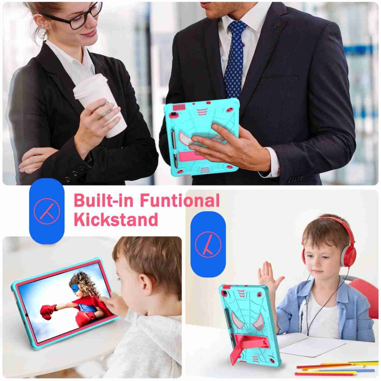 For Samsung Galaxy Tab S6 Lite P610 Spider Texture Silicone Hybrid PC Tablet Case with Shoulder Strap(Mint Green + Rose Red) - Tab S6 Lite P610 / P615 by buy2fix | Online Shopping UK | buy2fix