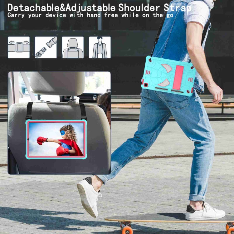 For Samsung Galaxy Tab S6 Lite P610 Spider Texture Silicone Hybrid PC Tablet Case with Shoulder Strap(Mint Green + Rose Red) - Tab S6 Lite P610 / P615 by buy2fix | Online Shopping UK | buy2fix