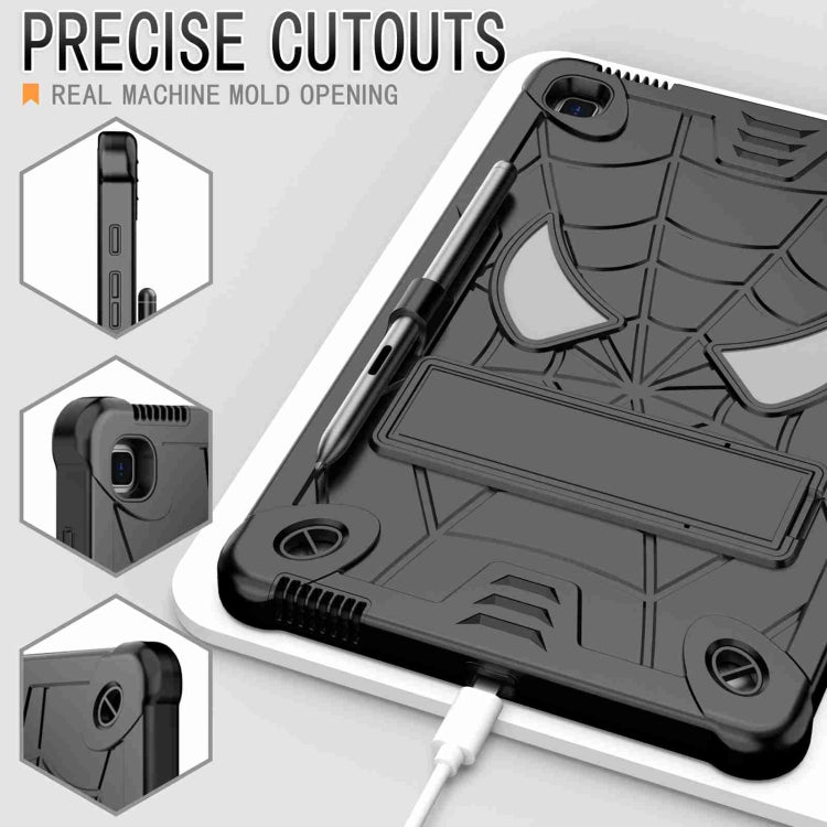 For Samsung Galaxy Tab S6 Lite P610 Spider Texture Silicone Hybrid PC Tablet Case with Shoulder Strap(Black) - Tab S6 Lite P610 / P615 by buy2fix | Online Shopping UK | buy2fix