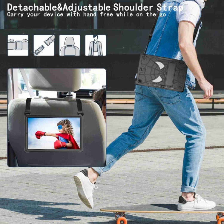 For Samsung Galaxy Tab S6 Lite P610 Spider Texture Silicone Hybrid PC Tablet Case with Shoulder Strap(Black) - Tab S6 Lite P610 / P615 by buy2fix | Online Shopping UK | buy2fix