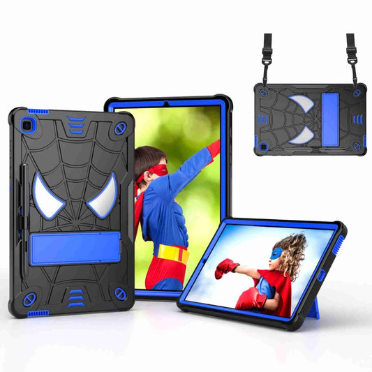For Samsung Galaxy Tab S6 Lite P610 Spider Texture Silicone Hybrid PC Tablet Case with Shoulder Strap(Black + Blue) - Tab S6 Lite P610 / P615 by buy2fix | Online Shopping UK | buy2fix