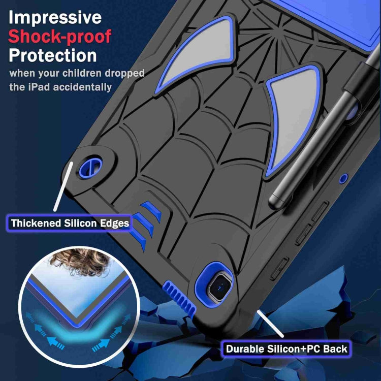 For Samsung Galaxy Tab S6 Lite P610 Spider Texture Silicone Hybrid PC Tablet Case with Shoulder Strap(Black + Blue) - Tab S6 Lite P610 / P615 by buy2fix | Online Shopping UK | buy2fix
