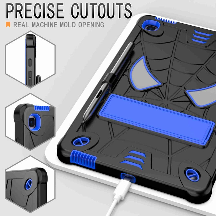 For Samsung Galaxy Tab S6 Lite P610 Spider Texture Silicone Hybrid PC Tablet Case with Shoulder Strap(Black + Blue) - Tab S6 Lite P610 / P615 by buy2fix | Online Shopping UK | buy2fix