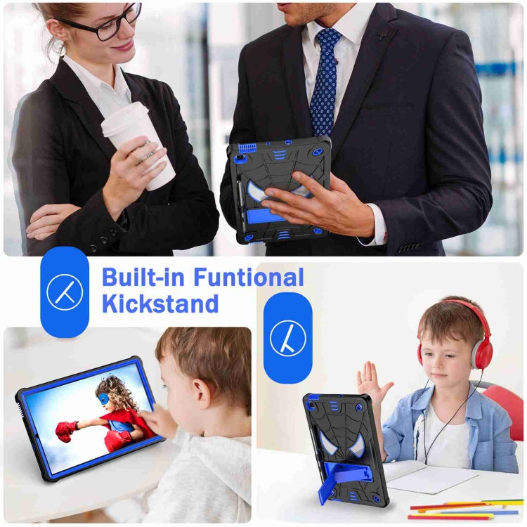 For Samsung Galaxy Tab S6 Lite P610 Spider Texture Silicone Hybrid PC Tablet Case with Shoulder Strap(Black + Blue) - Tab S6 Lite P610 / P615 by buy2fix | Online Shopping UK | buy2fix