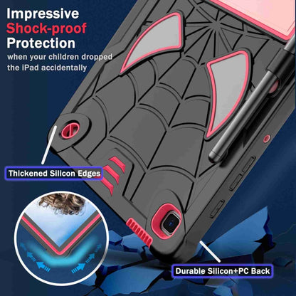 For Samsung Galaxy Tab S6 Lite P610 Spider Texture Silicone Hybrid PC Tablet Case with Shoulder Strap(Black + Rose Red) - Tab S6 Lite P610 / P615 by buy2fix | Online Shopping UK | buy2fix