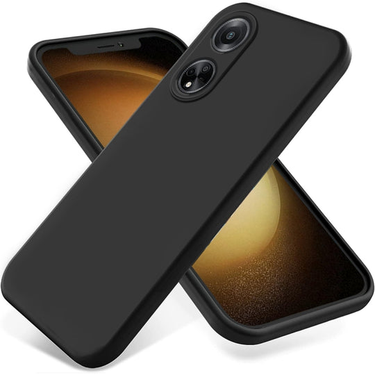 For OPPO F23 5G / A98 5G / A1 5G Solid Color Liquid Silicone Dropproof Full Coverage Phone Case(Black)