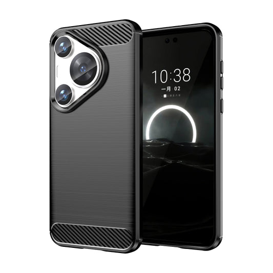 For Huawei Pura 70 Pro / Pura 70 Pro+ Brushed Texture Carbon Fiber TPU Phone Case(Black) - Huawei Cases by buy2fix | Online Shopping UK | buy2fix