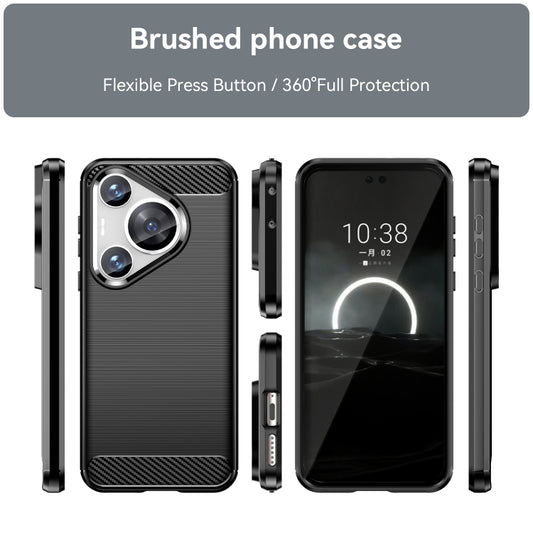 For Huawei Pura 70 Pro / Pura 70 Pro+ Brushed Texture Carbon Fiber TPU Phone Case(Black) - Huawei Cases by buy2fix | Online Shopping UK | buy2fix