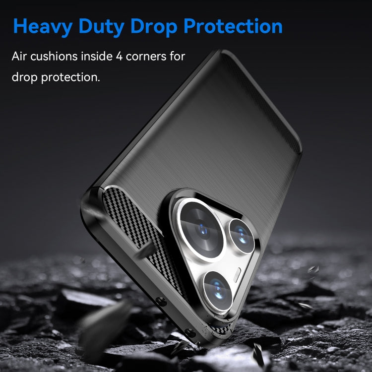 For Huawei Pura 70 Pro / Pura 70 Pro+ Brushed Texture Carbon Fiber TPU Phone Case(Black) - Huawei Cases by buy2fix | Online Shopping UK | buy2fix