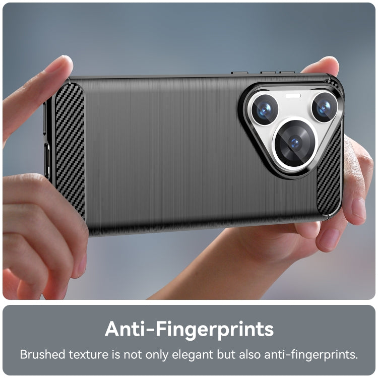 For Huawei Pura 70 Pro / Pura 70 Pro+ Brushed Texture Carbon Fiber TPU Phone Case(Black) - Huawei Cases by buy2fix | Online Shopping UK | buy2fix