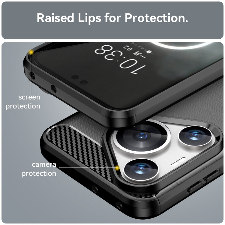 For Huawei Pura 70 Pro / Pura 70 Pro+ Brushed Texture Carbon Fiber TPU Phone Case(Black) - Huawei Cases by buy2fix | Online Shopping UK | buy2fix