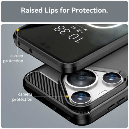 For Huawei Pura 70 Pro / Pura 70 Pro+ Brushed Texture Carbon Fiber TPU Phone Case(Black) - Huawei Cases by buy2fix | Online Shopping UK | buy2fix