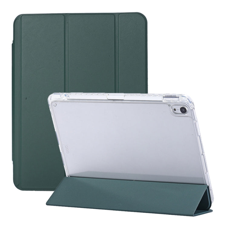 For iPad Air 11 2024 / iPad Pro 11 3-Fold Lock Buckle Leather Smart Tablet Case(Deep Green) - iPad Pro 11 (2022/2021) Cases by buy2fix | Online Shopping UK | buy2fix