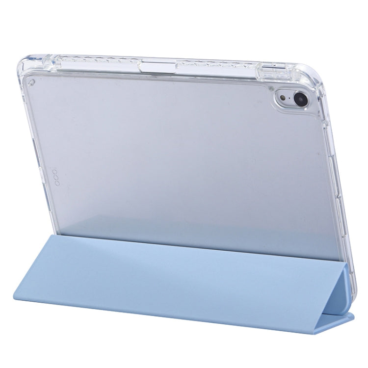 For iPad Air 2022 / 2020 10.9 3-Fold Lock Buckle Leather Smart Tablet Case(Sky Blue) - iPad Air (2022) / (2020) 10.9 Cases by buy2fix | Online Shopping UK | buy2fix