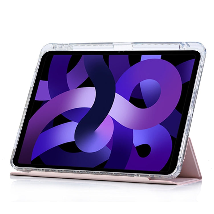For iPad Air 2022 / 2020 10.9 3-Fold Lock Buckle Leather Smart Tablet Case(Pink) - iPad Air (2022) / (2020) 10.9 Cases by buy2fix | Online Shopping UK | buy2fix
